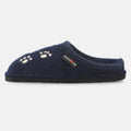 Haflinger Pantoffel Fido Blau (Mittelblau) aus Schurwolle mit Hundeapplikation und Filzsohle Seitenansicht 