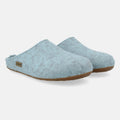 Haflinger Pantoffel Fundus in Hellblau (Eisblau) aus Filz mit Gummisohle Seitenansicht