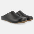 Haflinger Leder Slipper Basico in Schwarz aus Leder mit Gummisohle Seitenansicht