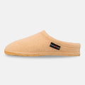 Haflinger Pantoffel Striped in Pfirsich (Peach) aus Walkstoff mit Filzsohle Seitenansicht