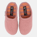Haflinger Pantoffel Striped in Pink (Rouge) aus Walkstoff mit Filzsohle Vogelperspektive