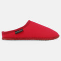 Haflinger Pantoffel Cotty in Rot (Rubin) aus Baumwolle mit Filzsohle Seitenansicht