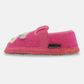 Haflinger Slipper Pets in Rosa (Bonbon) aus reiner Schurwolle mit Filzsohle Seitenansicht