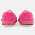 Haflinger Slipper Pets in Rosa (Bonbon) aus reiner Schurwolle mit Filzsohle Hinteransicht