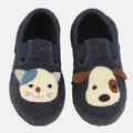 Haflinger Slipper Pets in Blau (Kapitän) aus reiner Schurwolle mit Filzsohle Vogelperspektive