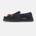 Haflinger Slipper Pets in Blau (Kapitän) aus reiner Schurwolle mit Filzsohle Seitenansicht