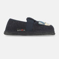 Haflinger Slipper Pets in Blau (Kapitän) aus reiner Schurwolle mit Filzsohle Seitenansicht