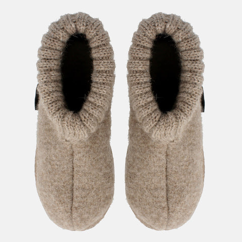 Haflinger Hüttenschuh Karl in Beige (Beigemeliert Öko) aus reiner Schurwolle mit Latex beschichteter Filzsohle Vogelperspektive