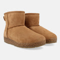 Haflinger Lammfellboots Aino in Braun (Chestnut) aus Lammfell mit Gummisohlen geeignet für drinnen und draußen Seitenansicht