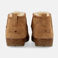 Haflinger Lammfellboots Elsa in Braun (Chestnut) aus Lammfell mit Gummisohlen geeignet für drinnen und draußen Hinteransicht