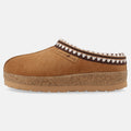 Haflinger Lammfellclog Lakota in Braun (Chestnut) aus Lammfell mit stylischer Borte und EVA-Sohlen Seitenansicht