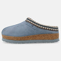 Haflinger Lammfellclog Lakota in Blau (Flint Stone) aus Lammfell mit stylischer Borte und EVA-Sohlen Seitenansicht