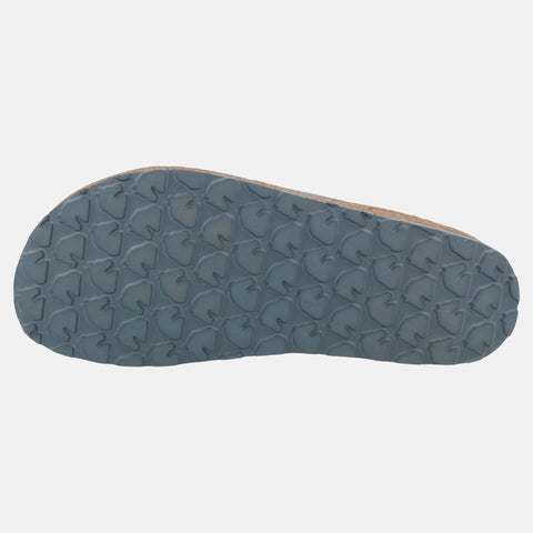 Haflinger Lammfellclog Lakota in Blau (Flint Stone) aus Lammfell mit stylischer Borte und EVA-Sohlen Sohlenansicht