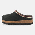 Haflinger Lammfellclog Lakota in Schwarz aus Lammfell mit stylischer Borte und EVA-Sohlen Seitenansicht