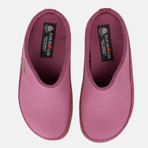 Haflinger Filzclog Skane in Rosa (Heather Rose) aus Filz mit Lederband und thermoplastische Gummisohle Vogelperspektive
