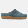 Haflinger Lederclog Malmö in Blau (Jeans) aus Leder mit weichem Fußbett perfekt für drinnen und draußen Seitenansicht