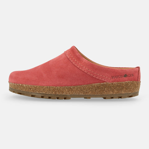 Haflinger Lederclog Malmö in Rosa (Begonia) aus Leder mit weichem Fußbett perfekt für drinnen und draußen Seitenansicht
