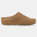 Haflinger Lederclog Malmö in Beige aus Leder mit weichem Fußbett perfekt für drinnen und draußen Seitenansicht