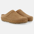 Haflinger Lederclog Malmö in Beige aus Leder mit weichem Fußbett perfekt für drinnen und draußen Seitenansicht