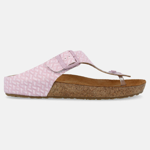 Haflinger Sandale Memphis in Orchidee aus hochwertigem Leder mit Zehentrenner Seitenansicht