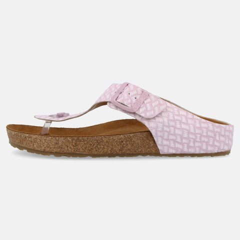 Haflinger Sandale Memphis in Orchidee aus hochwertigem Leder mit Zehentrenner Seitenansicht