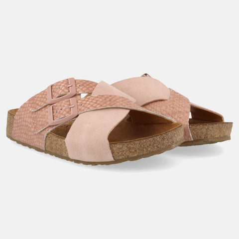 Haflinger Ledersandale Amiga in Rose aus Leder mit Zwei verstellbaren Schnallen und Gummisohle Seitenansicht