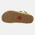 Haflinger Clog Faro Beige (Cappuccino) aus Leder mit Korkfußbett und verstellbaren Schnallen Sohlenansicht