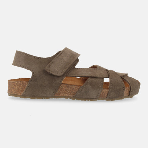 Haflinger Sandale Norma in Braun (Taupe) aus Leder mit Klettverschluss Seitenansicht
