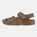 Haflinger Sandale Norma in Braun (Taupe) aus Leder mit Klettverschluss Seitenansicht