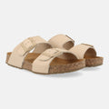 Haflinger Sandale Bonnie in Beige (Creme) aus Leder mit Korkfußbett und verstellbaren Schnallen Seitenansicht