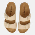 Haflinger Sandale Bonnie in Beige (Creme) aus Leder mit Korkfußbett und verstellbaren Schnallen Vogelperspektive