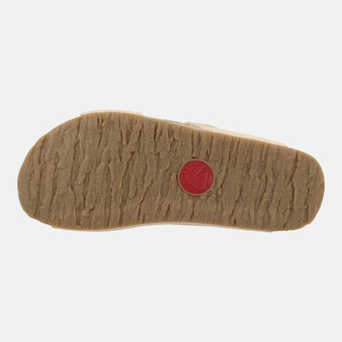 Haflinger Sandale Bonnie in Beige (Creme) aus Leder mit Korkfußbett und verstellbaren Schnallen Sohlenansicht