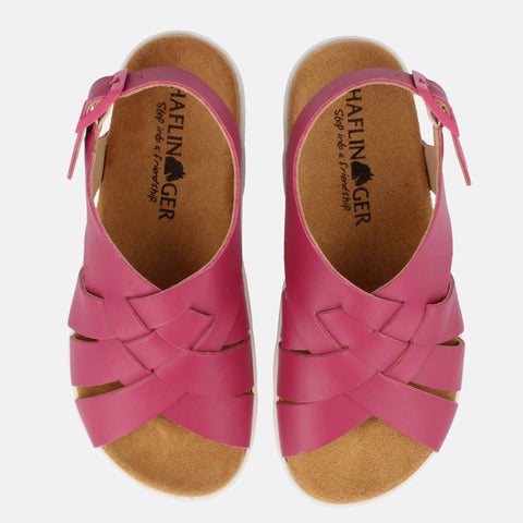 Haflinger Sandale Elba in Pink aus Kunstleder mit verstellbarer Fersenschnalle Vogelperspektive