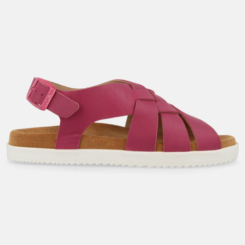 Haflinger Sandale Elba in Pink aus Kunstleder mit verstellbarer Fersenschnalle Seitenansicht