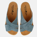 Haflinger Sandale Palma in Blau (Jeans) aus Leder mit zwei überkreuzten Riemen Vogelperspektive