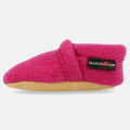 Haflinger Baby Krabbelschuh Lorenz in Pink (Inka) aus reiner Schurwolle mit Ledersohle Seitenansicht