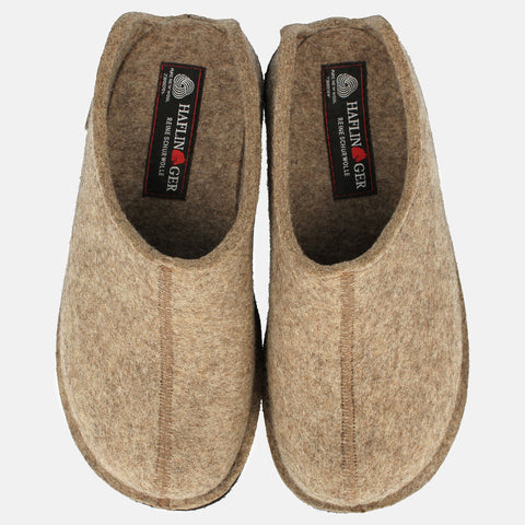 Haflinger Flair Smily in Beige (Torf) aus Filz mit FIlzsohle Vogelperspektive