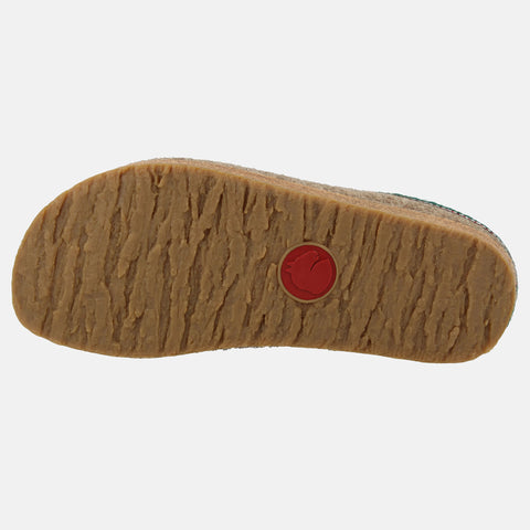 Haflinger Filzclog Franzl in Beige (Torf) aus Filz mit einer dekorativen Borte verziert Sohlenansicht