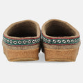 Haflinger Filzclog Franzl in Beige (Torf) aus Filz mit einer dekorativen Borte verziert Hinteransicht