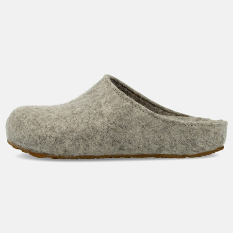 Haflinger Filzclog Michl in Grau (Steingraumeliert) aus Filz mit herausnehmbarem Fußbett Seitenansicht 