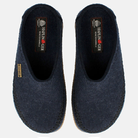 Haflinger Filzpantoffel Credo in Blau (Kapitän) aus FIlz mit Weichbettung Vogelperspektive