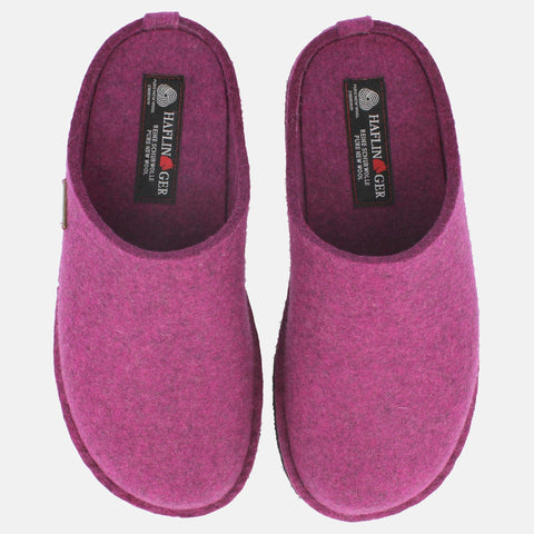Haflinger Flair Soft in Pink (Maulbeere) aus Filz mit FIlzsohle Vogelperspektive