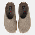 Haflinger Filzclog Skane in Beige (Torf) aus Filz mit Lederband und thermoplastische Gummisohle Vogelperspektive