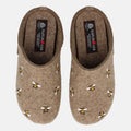Haflinger Filzpantoffel Api in Beige (Torf) aus Filz mit Gummisohle und Bienenapplikation Vogelperspektive