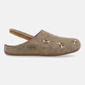 Haflinger Filzpantoffel Api in Beige (Torf) aus Filz mit Gummisohle und Bienenapplikation Seitenansicht