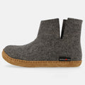 Haflinger Filzstiefel Emils Booty in Grau (Anthrazit) aus Filz mit Ledersohle Seitenansicht