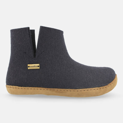 Haflinger Filzstiefel Emils Booty in Blau (Mittelblau) aus Filz mit Ledersohle Seitenansicht