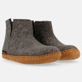 Haflinger Filzstiefel Emils Booty in Grau (Anthrazit) aus Filz mit Ledersohle Seitenansicht