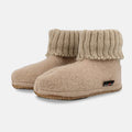 Haflinger Hüttenschuh Karl in Beige aus reiner Schurwolle mit Latex beschichteter Filzsohle Seitenansicht