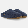 Haflinger Pantoffel Everest Classic in Blau (Jeans) aus reiner Schurwolle mit Gummisohle Seitenansicht